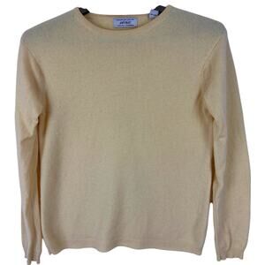 Lord & Taylor Butter Yellow 2-ply Cashmere Crewneck Sweater Small pastel preppy